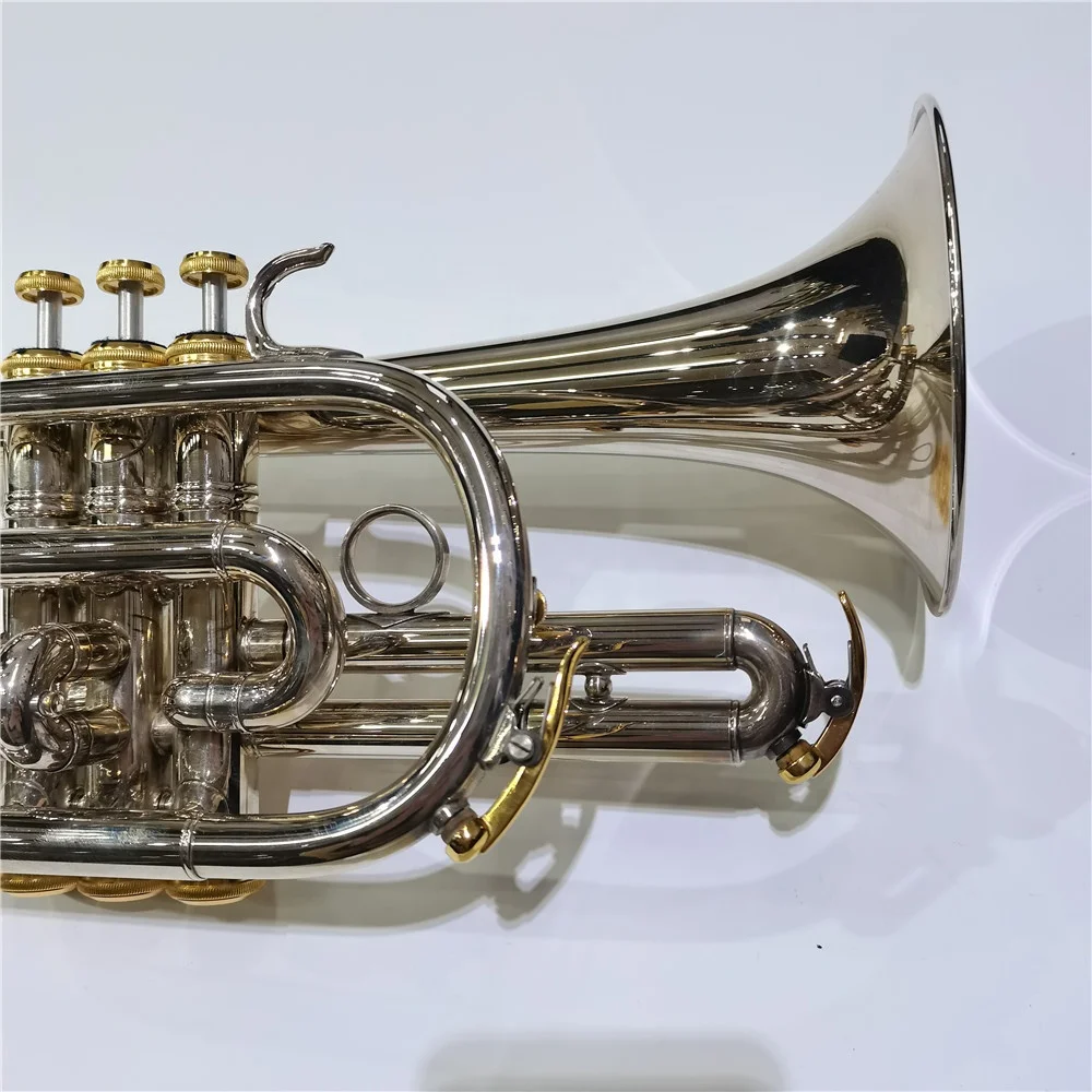 Bb Key Silver Plated Professional Cornet Brass Instruments