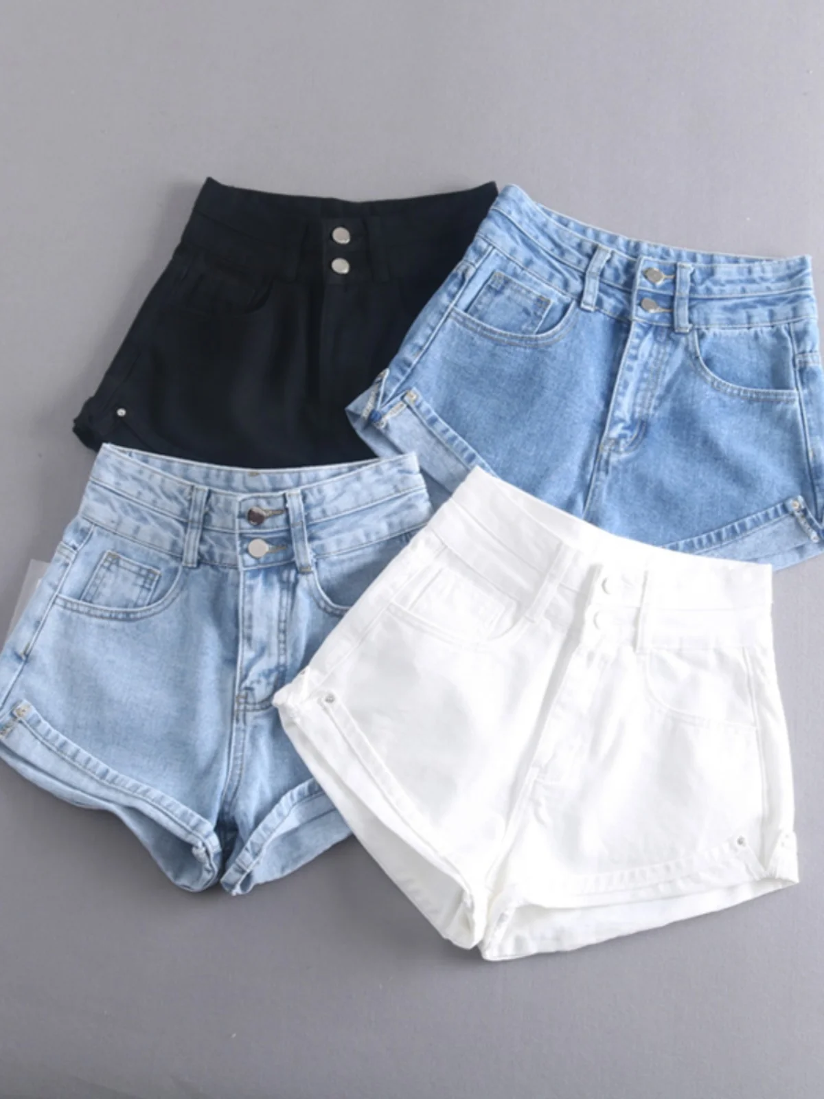 

Джинсы Bell Bot ort с высокой талией, женские летние новые свободные брюки с двумя пуговицами, широкие шорты, дизайн Sensation, удлиняющие ноги