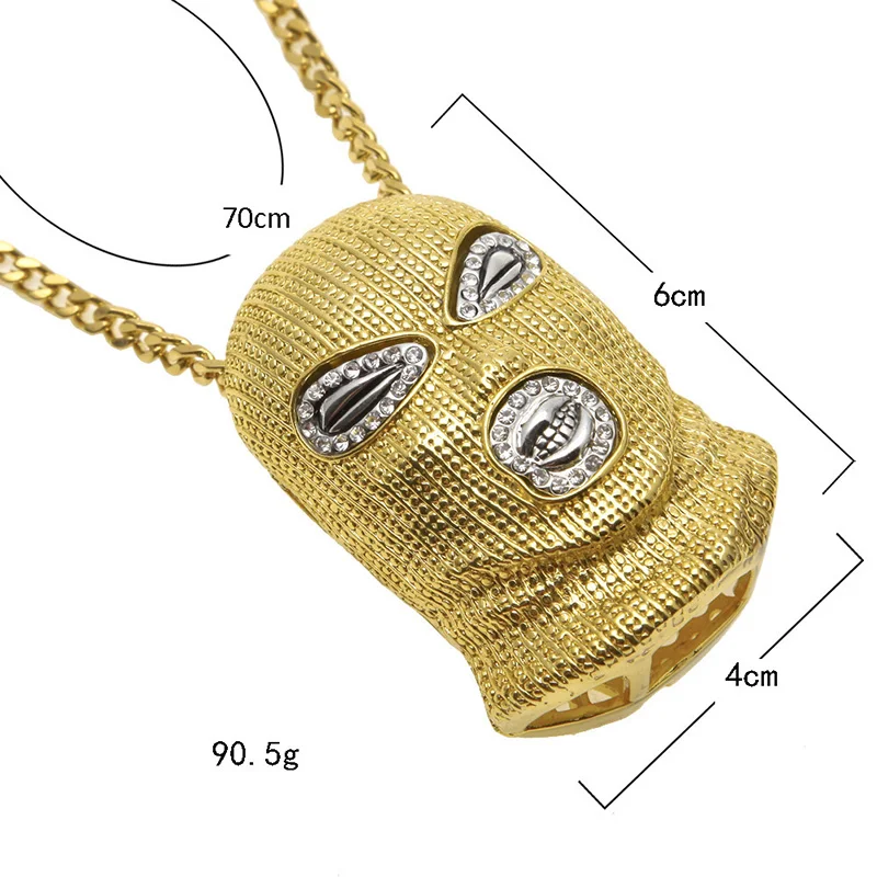 Hip Hop Red Color CSGO CS GO GoonSki Mask Pendants Necklace for Men Rapper Jewelry with 5mm 28inch Stainless Steel Cuban Chain