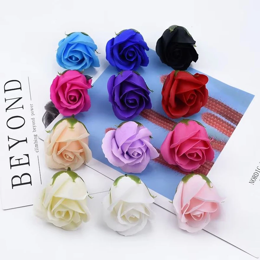 

10pcs Soap Rose Flower Wedding Wall Home Garden Garland Decor Holiday Party Diy Gift Box Bride Bouquet Wrist Flower Accessories