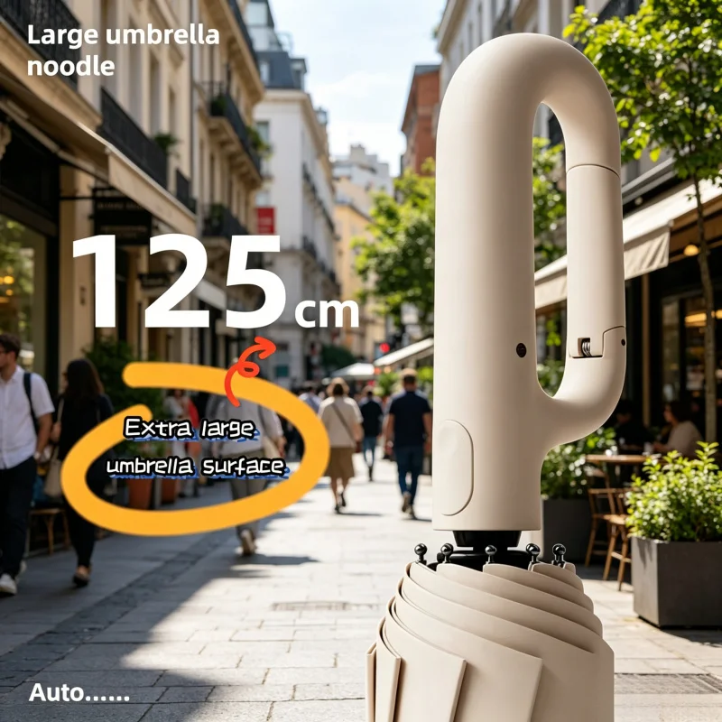 

Extra Large Automatic Umbrella Windproof Rainproof UV Protection Reinforced Ring-buckle Dual-purpose Umbrella