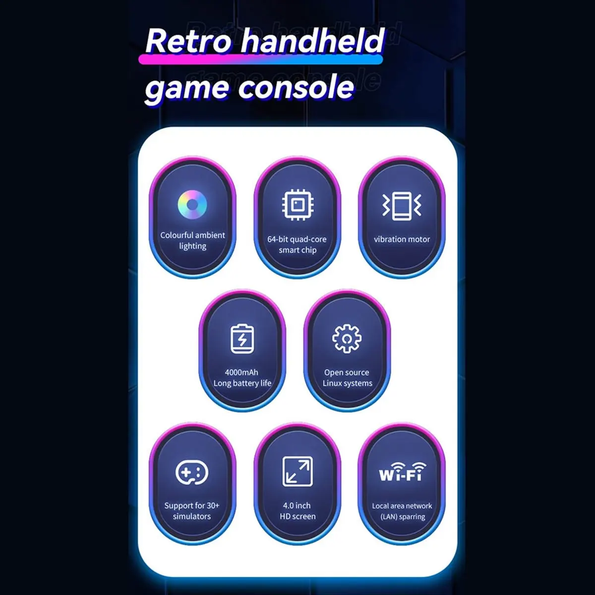 T493C-XF40H Retro Handheld Game Console 64G 4.0In IPS Screen Linux Supports WiFi RGB 3D Joystick Portable Pocket Game Player D H