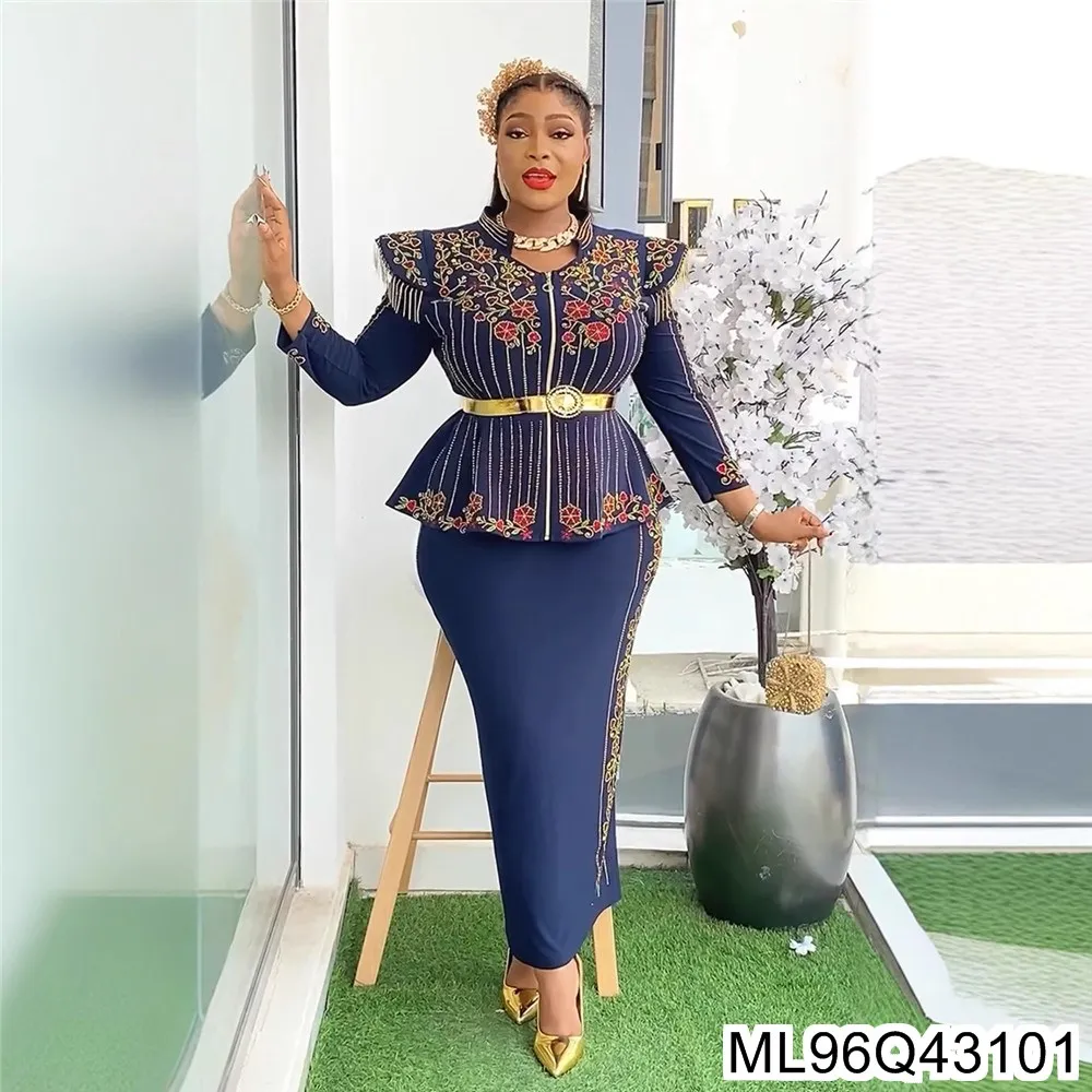 

2025 New African Plus-size Women's Printed Dress Set, European and American Fashion Two-piece Set S10622