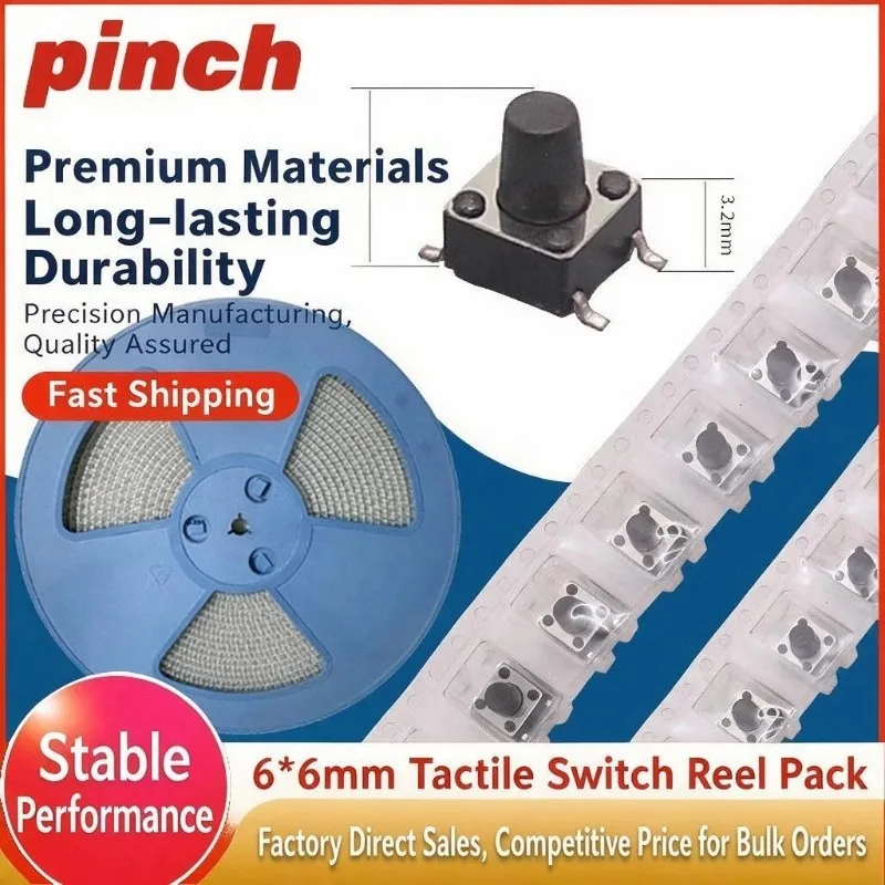 1000PCS 6x6mmSMD tactile switch 4-pin SMT micro switch 4.3/5/7/7.3/8/9/10/11/2/13