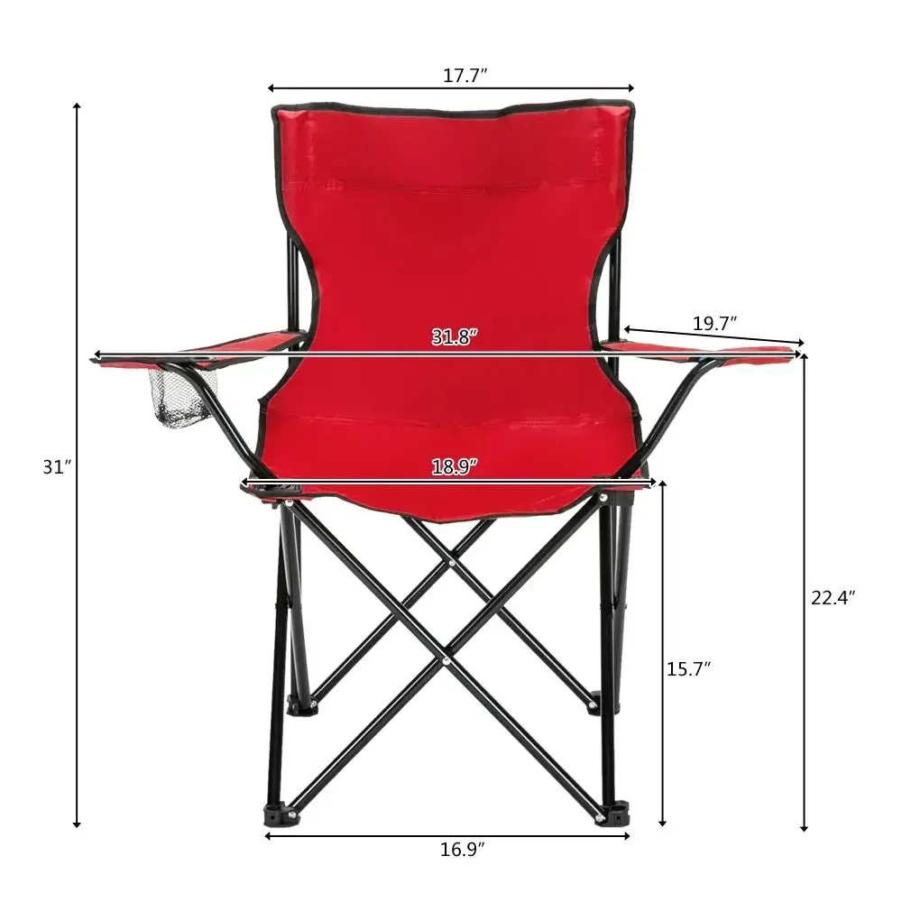 Compact Red Camp Chair 80x50x50 - Portable Folding Outdoor Seating for Camping, Picnic & Travel
