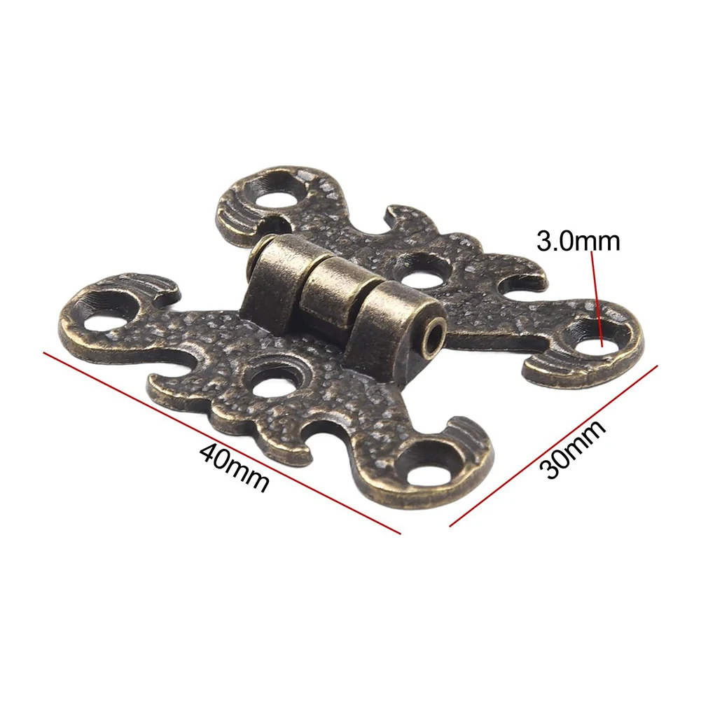 8 Piece Antique Decorative Door Hinges with Folding Feature and Mounting Screws Suitable for Wooden Boxes and DIY Craft Projects