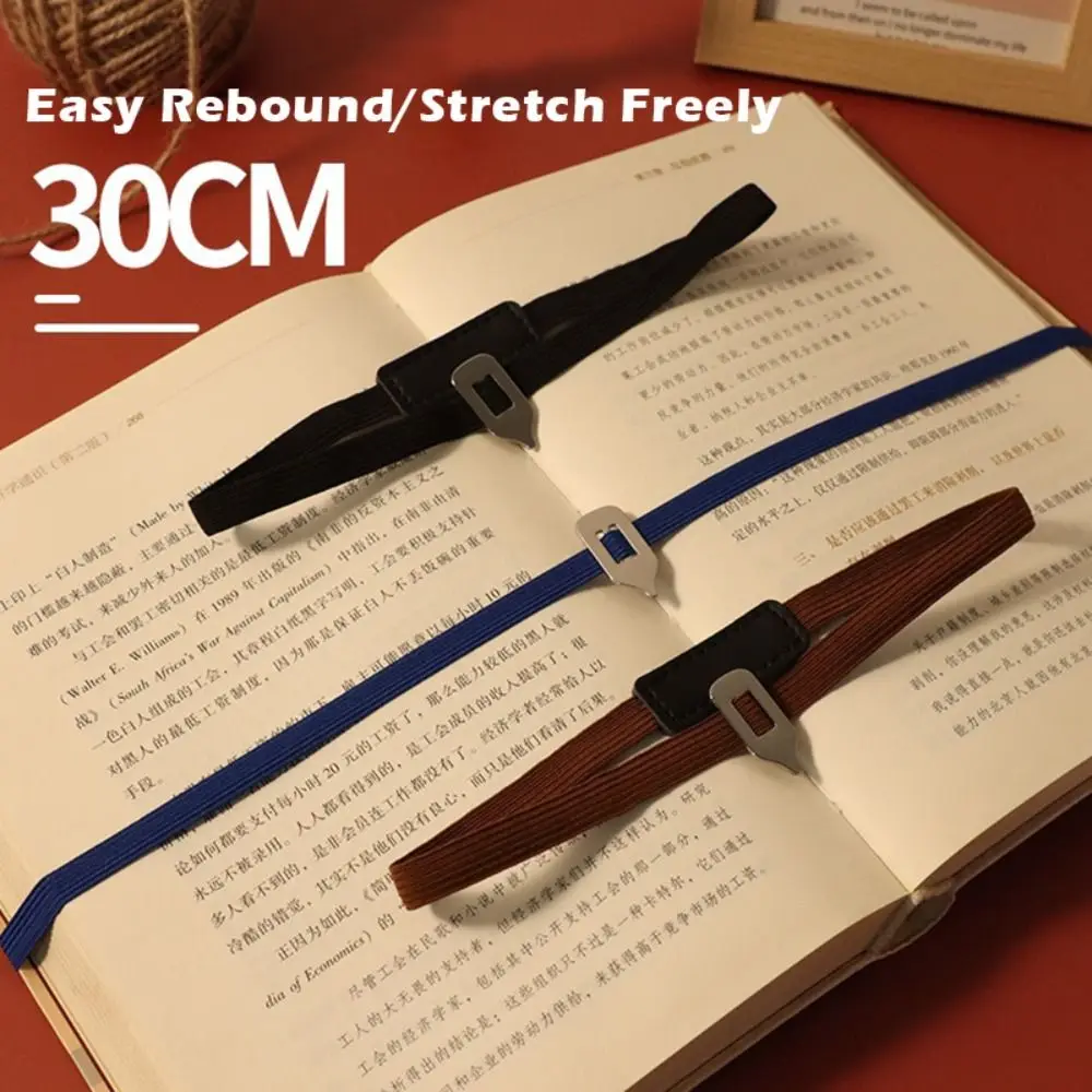 Multi-functional Elastic Webbing Elastic Bookmark Colorful Metal Pointer Flexible Strap Bookmark Page Marking Tool School Office