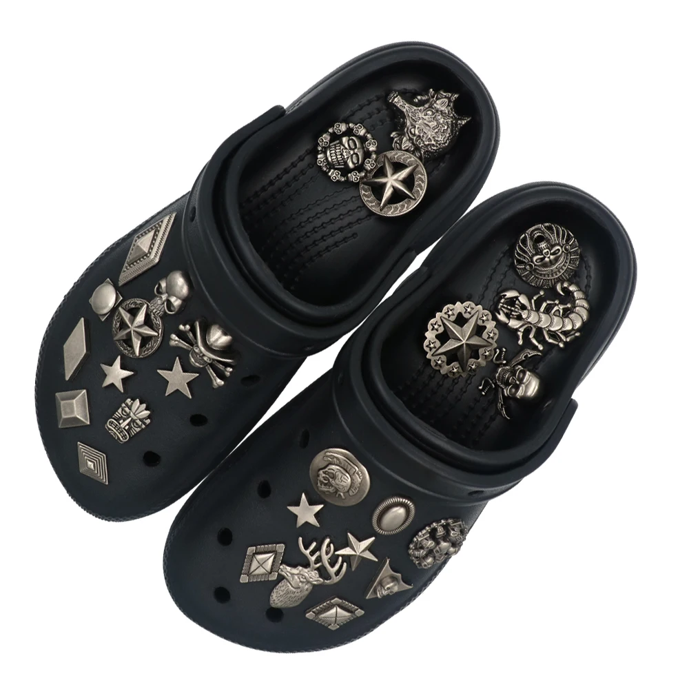 Shoe Accessories Charm Punk Style 크록스 참 Metal Украшения Half-body Deer Skeleton Snap-in Halloween Sandals Adornos 1 Set 27 Pcs