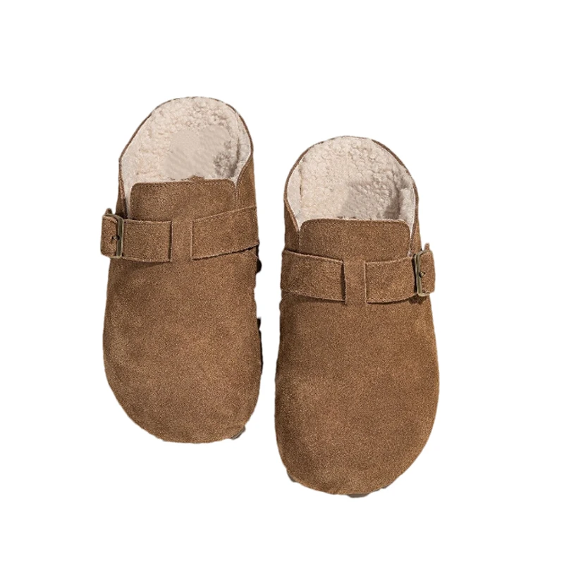 النساء الشقق الفراء البغال النعال الشتاء Slingback أحذية 2025 جديد قصير أفخم حذاء رياضة المشي الوجه يتخبط عادية Zapatos امرأة