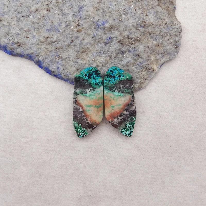 

Natural Stone Chrysocolla Front Drilled Earring Bead 31x14x3mm 6.8g Trendy Jewelry Women's Accessory