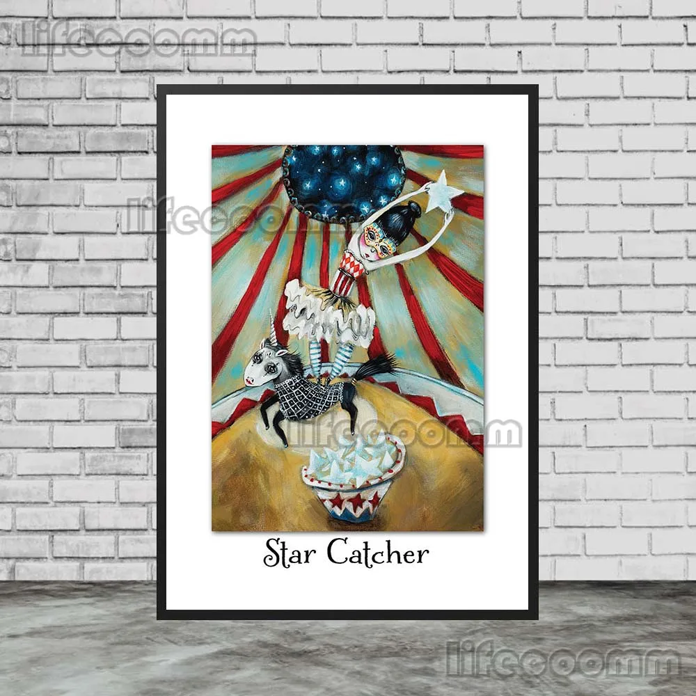 البهلوانية فرقة فراشة فتاة الكرتون المشارك الرسم على لوحات القماش الجدارية الملصقات يطبع جدار صور لغرفة المعيشة ديكور المنزل #6