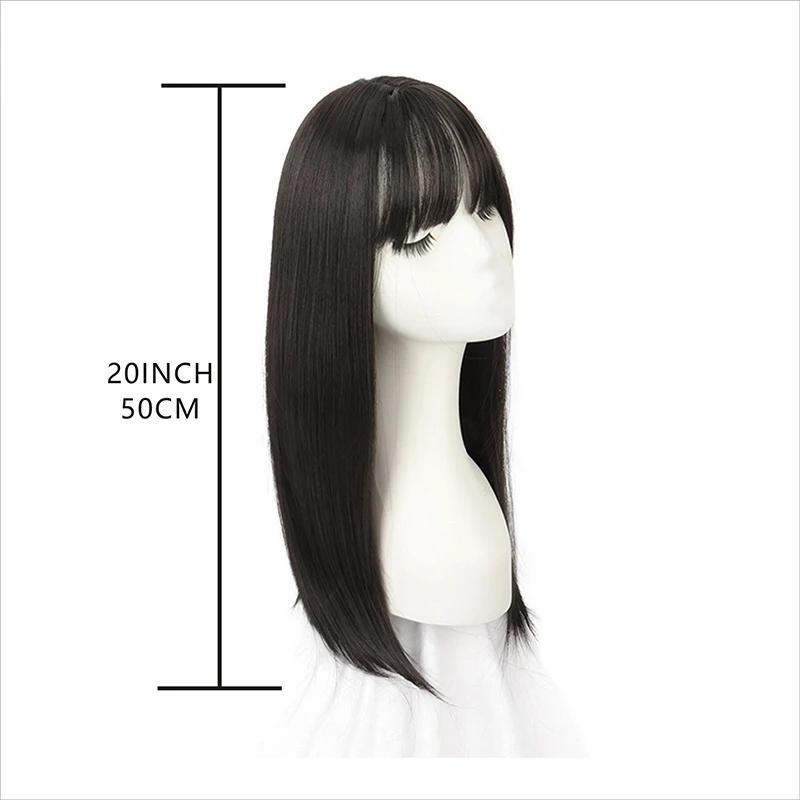 Synthetic Hair Woman Topper Clip In With Bangs Hairpiece Hair Extension Thin Breathable Blonde Toppers Hair Women Wig Fake Hair