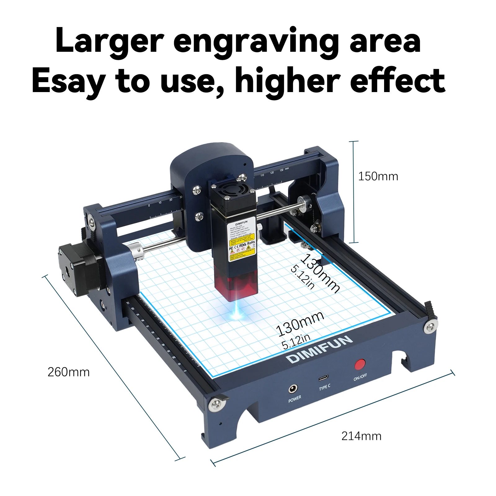 DIMIFUN D9 Taglierina per incisione laser CNC accurata da 4,5 W - Mini incisore laser blu da 4,5 W per falegname, pelle e acrilico