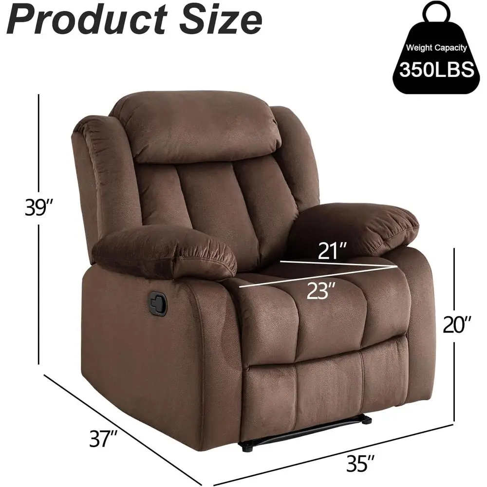 Manual Recliner Chair with Padded Armrest, Wall-Her Single Soa Recliners with Overstued Back, Classical abric Reclining Chairs o