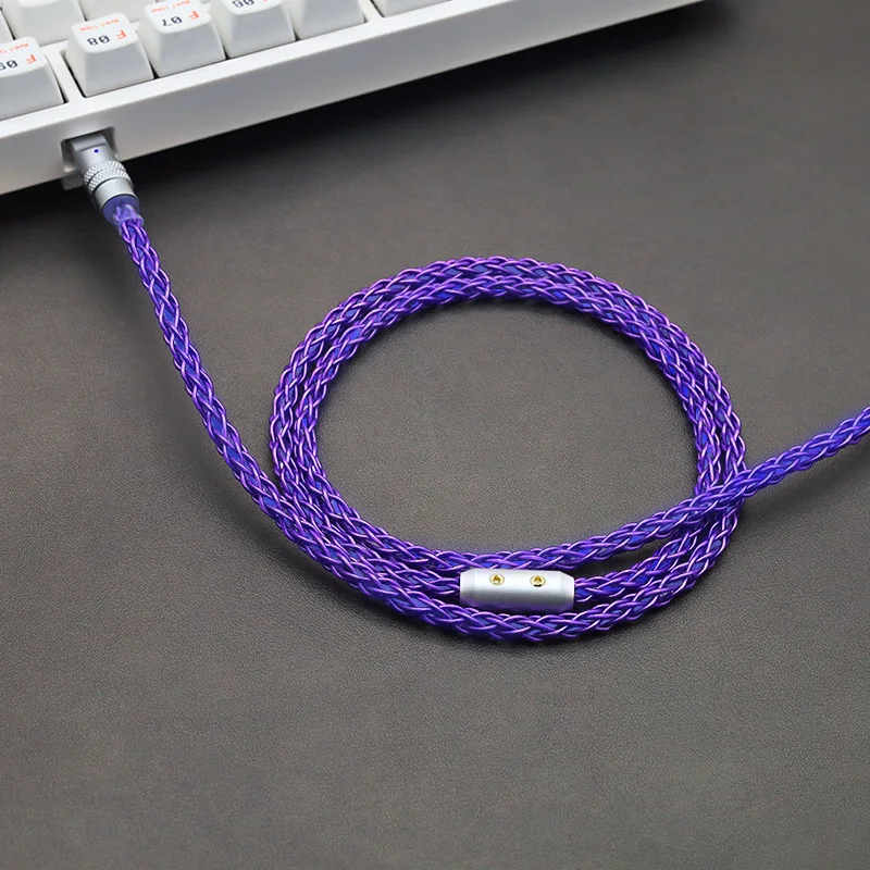 Luminous Type C Charging Cable Hollow Crystal Copper Aviation Plug Cable 8K Magnetic Axis Keyboard Charging Cable Type-C to C