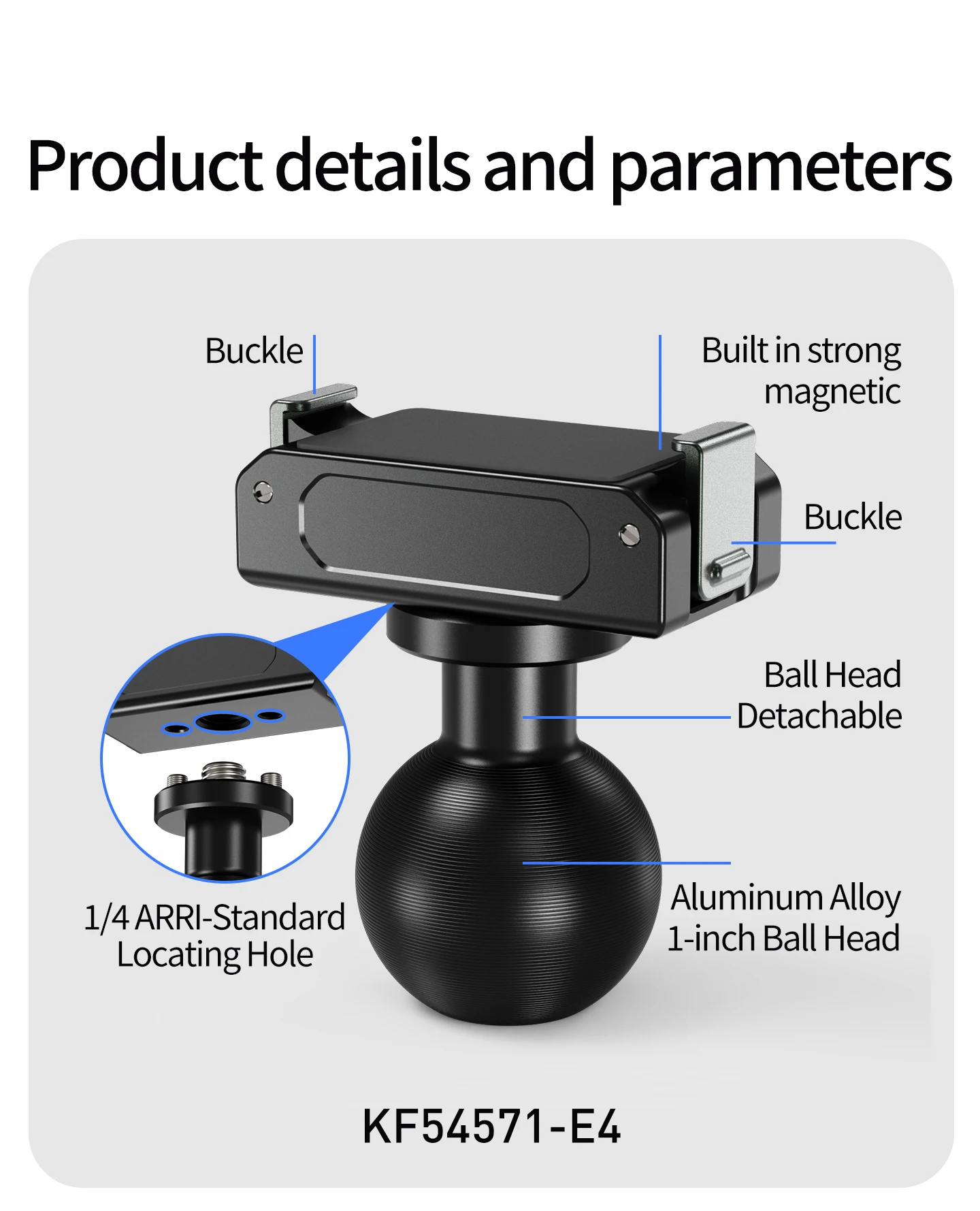 Magnetische Schnellverschluss-Klapphalterung mit zwei Klauen/1-Zoll-Kugelkopfadapterhalterung für DJI Osmo Action 6/Osmo Nano Kamera-Zubehör – Detail 27