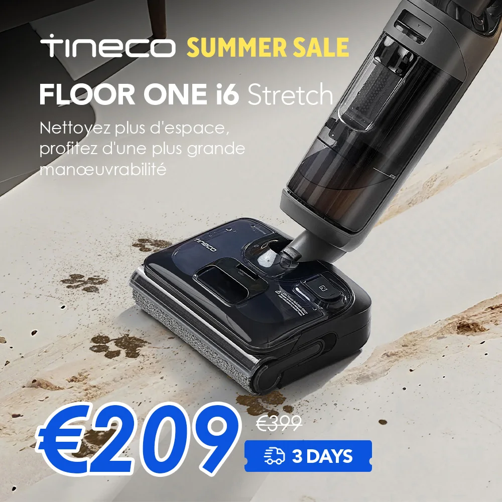Tineco Floor ONE I6 180 °   Lay Flat Aspirateur humide aspiration 20kPa, séchage à air chaud 85 C, autonomie de 40 minutes, nettoyage double face aspirateur anti-enchevêtrement pour poils d'animaux