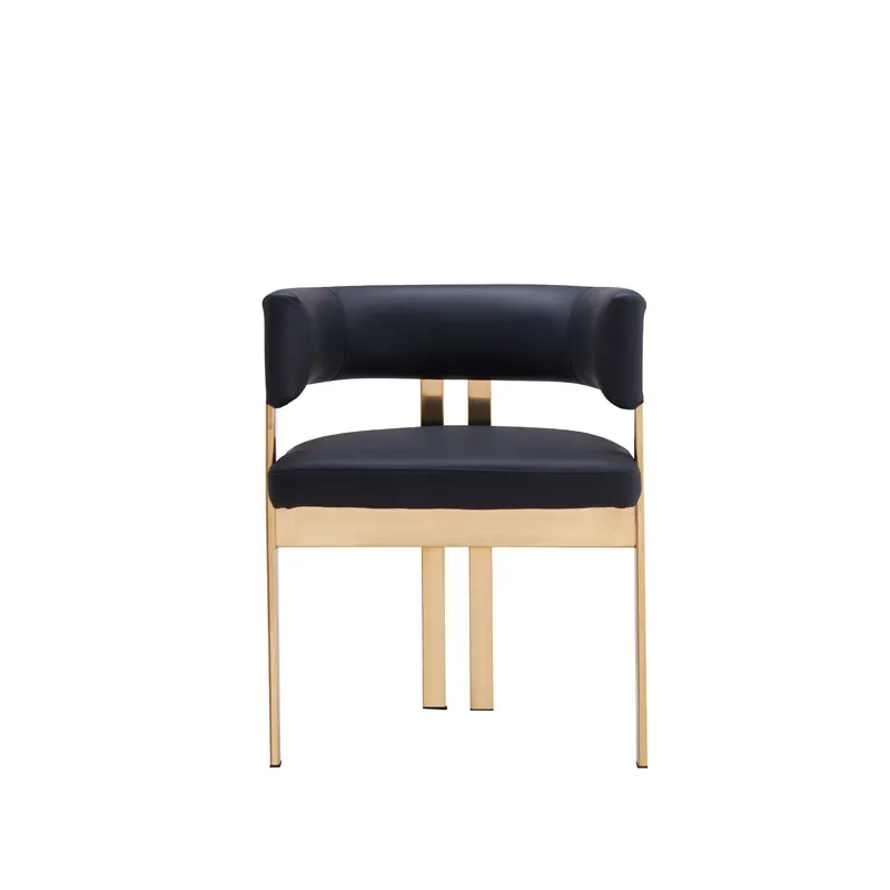 Modern Adjustable Gold Dining Chair Stainless Steel Frame Leather 1-Year Warranty for Home Hotel Kitchen Use