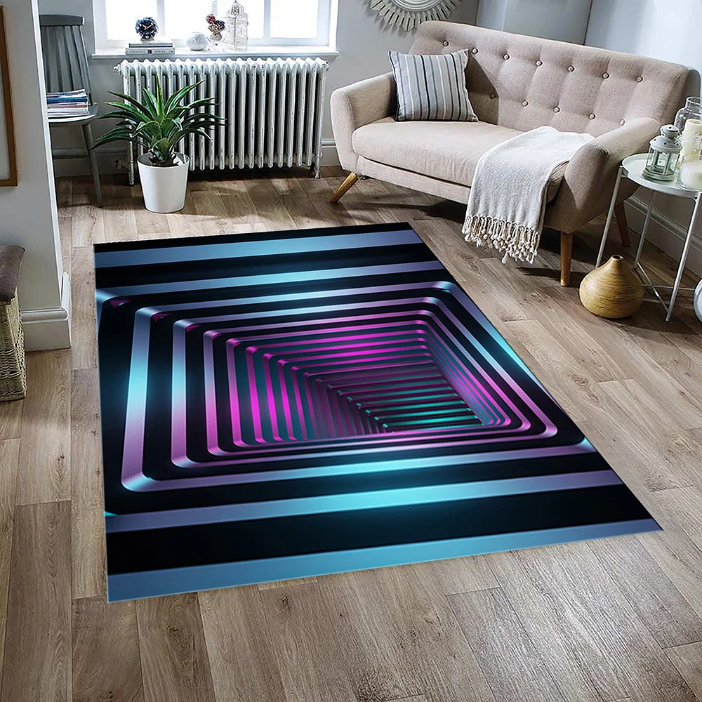 3D LED Lights Illusion Rug for Living Room Washable Floor Lounge Large Area Non Slip CarpetsTeen\'s Kids Boy Girl Room Decor Rug