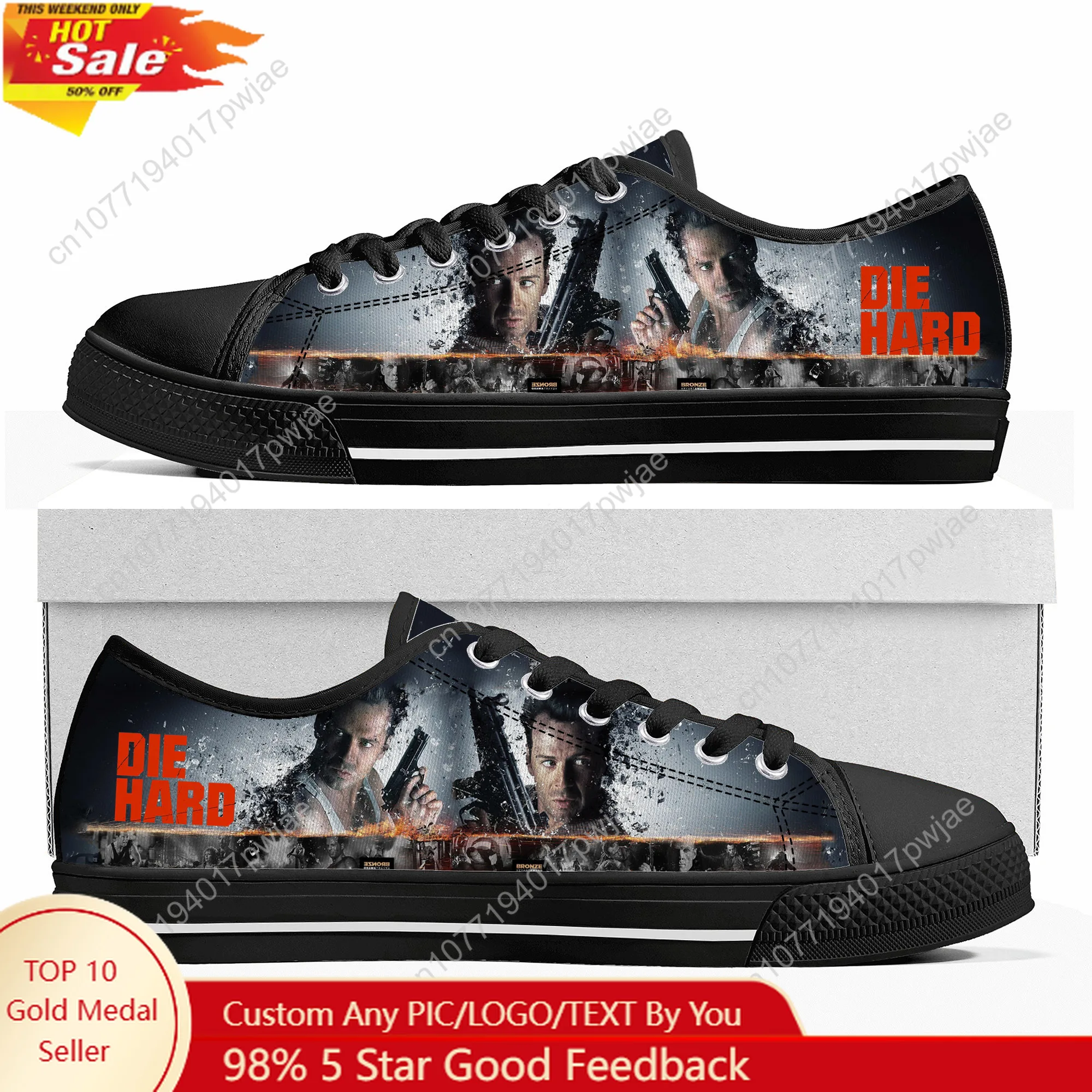 

Die Hard Movie Low Top High Quality Sneakers John McClane Mens Women Teenager Canvas Sneaker Casual Hiking Lightweight Shoes