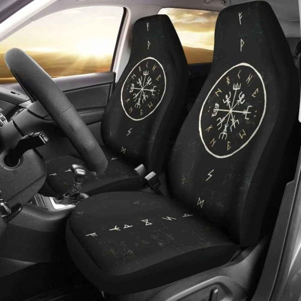 Viking Vegvisir The Norse God Car Seat Covers,Pack of 2 Universal Front Seat Protective Cover