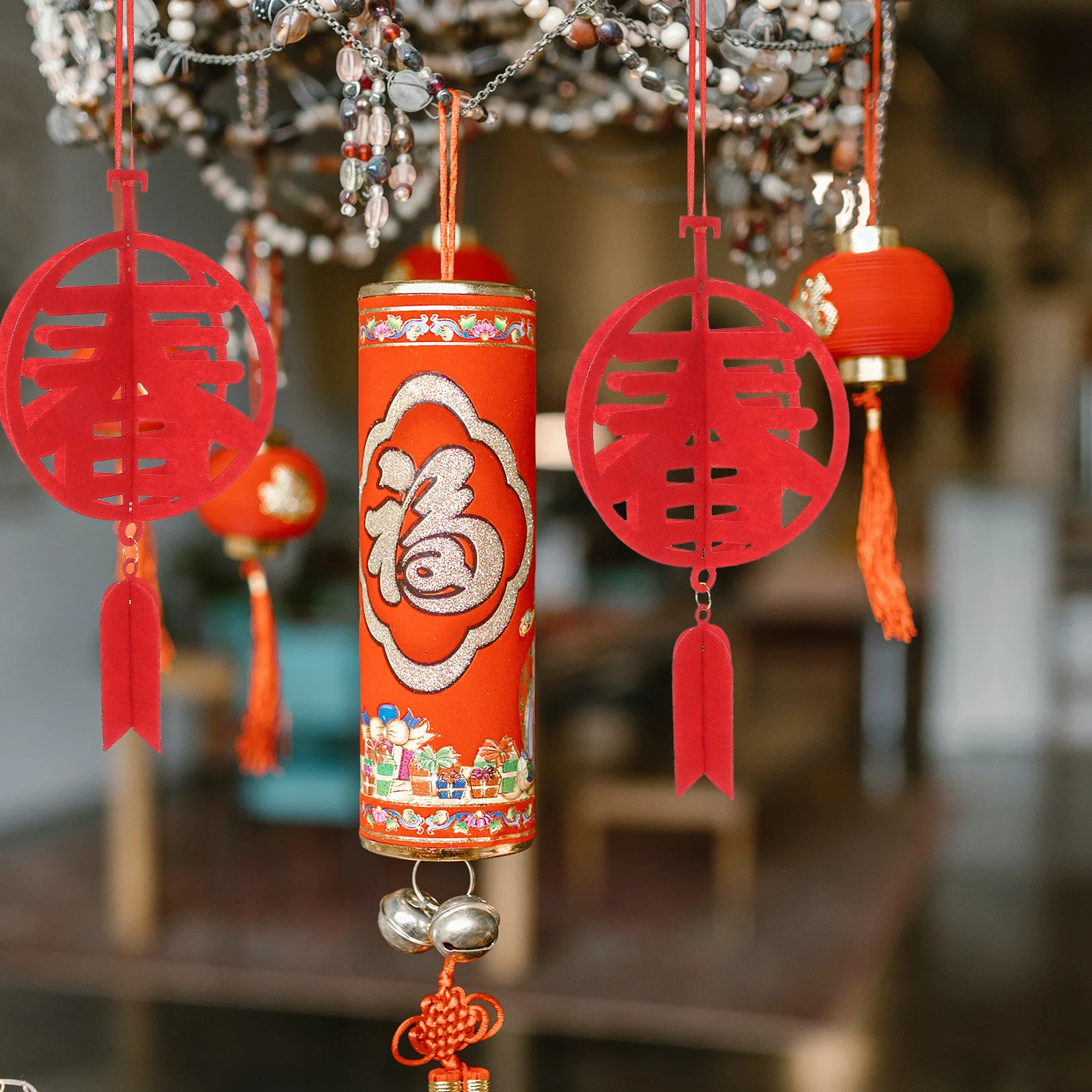 

6Pcs Spring Character Pendant Chinese New Year Hanging Decor Festive Party Home Decoration Ornament for Door Tree Window Car