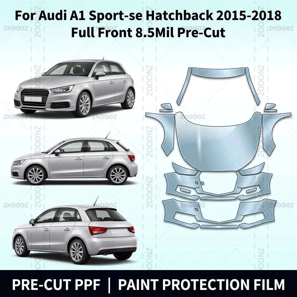 For Audi A1 Sport-se Hatchback 2015-2018 Full Front 8.5Mil Pre-Cut PPF Paint Protection Kit TPU Self Healing Scratch Hydrophobic