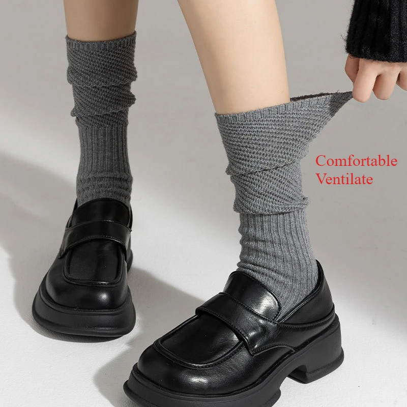 

1 пара весенне-летних женских дышащих хлопковых носков, модные высококачественные длинные носки в корейском стиле в вертикальную полоску