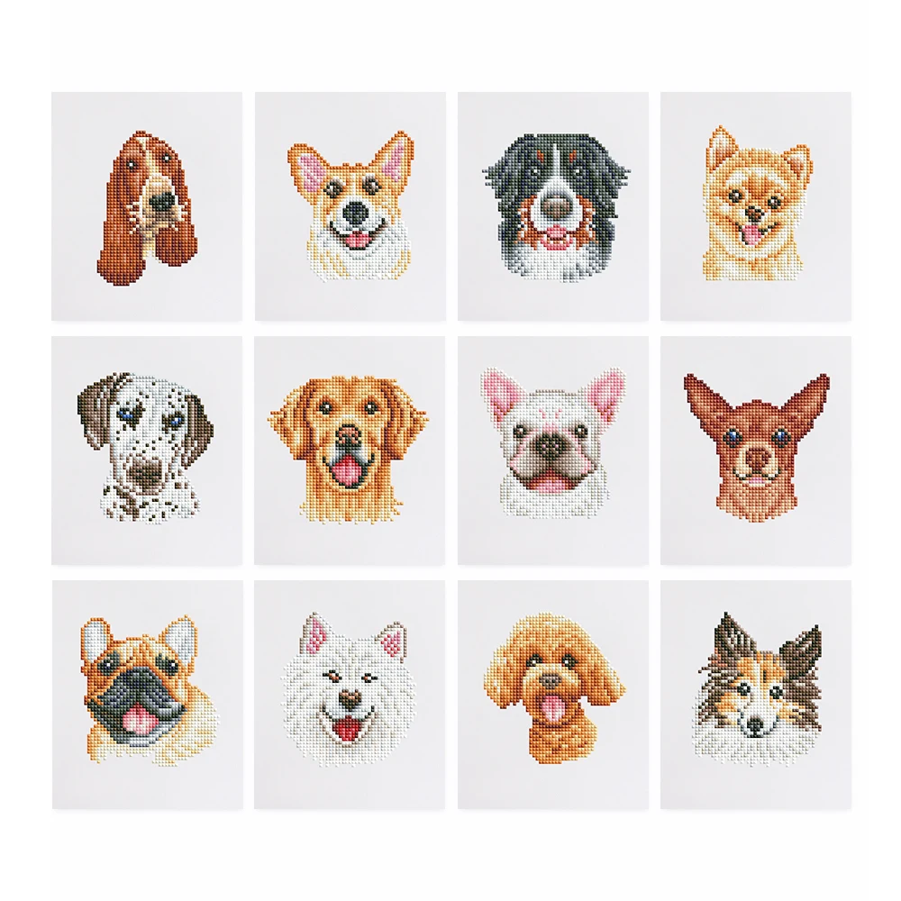 12 Piezas de Pintura de Diamantes DIY con Temática de Perros, Mini Pintura de Diamantes Cuadrados con Diseño de Poodle y Chihuahua, Decoración Sencilla para el Hogar y Escritorio, Regalo para Niños