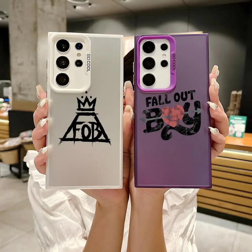 Rock Band F-Fall Out Boy Music Phone Case For Samsung Galaxy S25 Edge S24 S23 S22 S21 S20 Ultra Funda Silicone Silver Phone Case