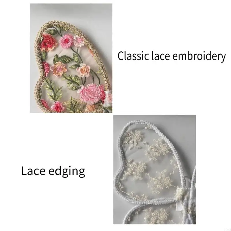 CORB Angel Wing with Matching Magical Wand for Infants Girl in Lace with Embroidery, Multi Color Option for Pictures Taking