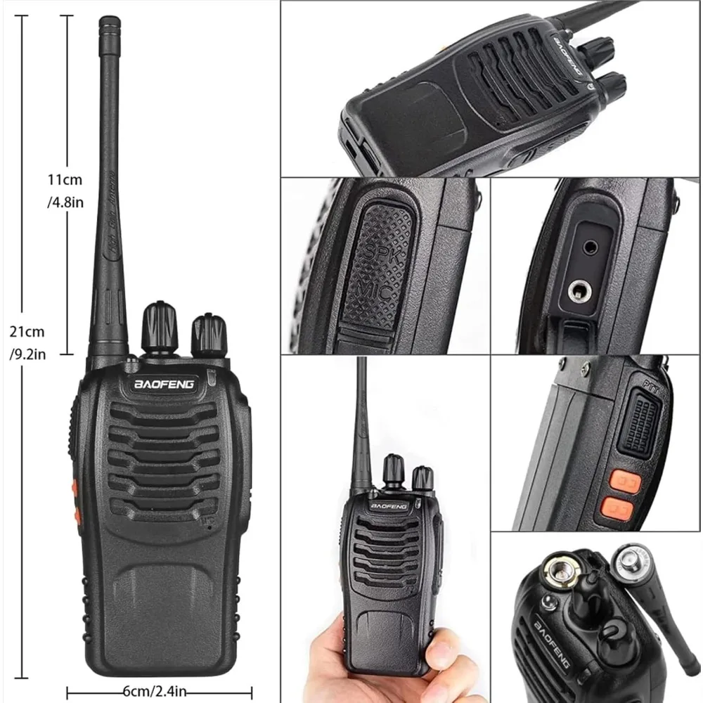 Bf-888S Walkie Talkies for Adults Long Range Handheld Two-Way Radios Rechargeable with Earpiece Mic,16 Channel Walky Talky