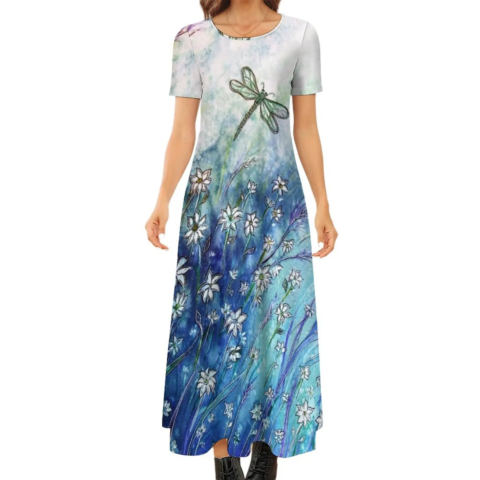 

Dainty Daisies Round Neck Short Sleeve Dress summer dress woman 2024 clothing women summer 2024