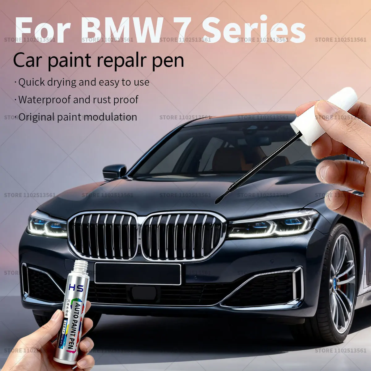 

Ручка для ремонта автомобильной краски для BMW 7 серии Touch Up Scratch Remover DIY Автоаксессуары Белый 490 Серый A90 Серебристый A72 A83 Черный 475