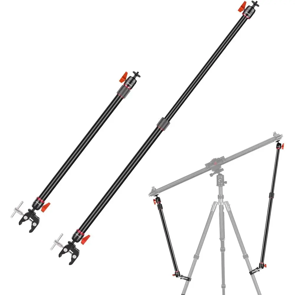 2-Pack Adjustable Tripod Stability Arms for Camera Slider Rails with Clamps and Ball Heads