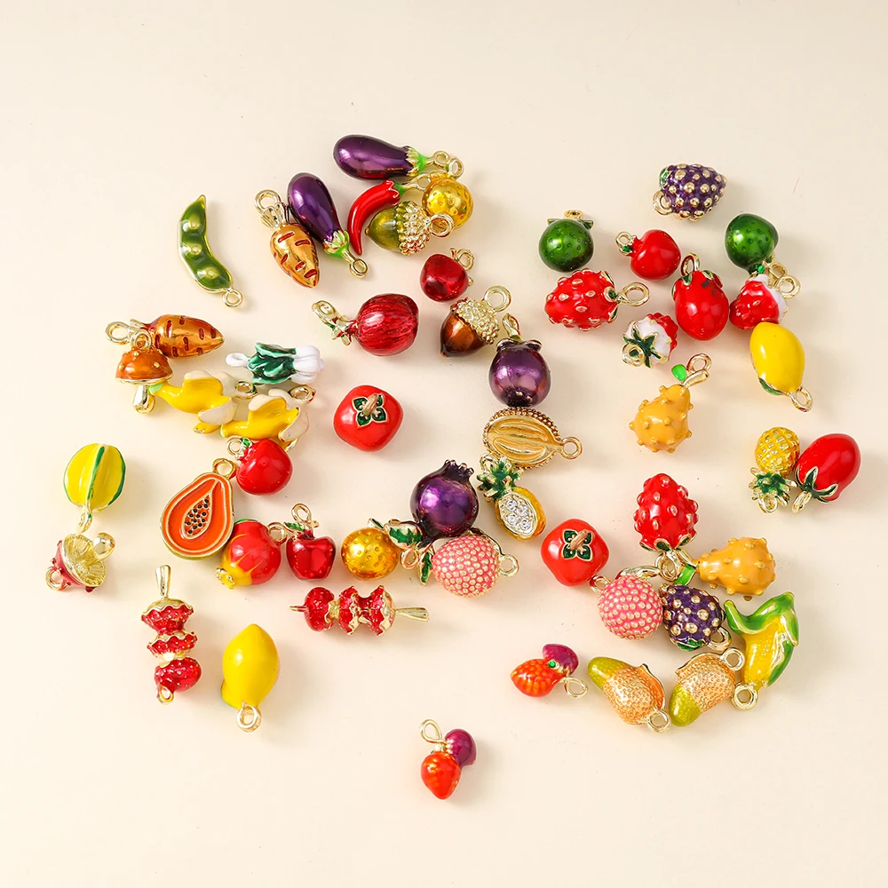 5pcs Cute Fruit Charms for DIY Jewelry Making
