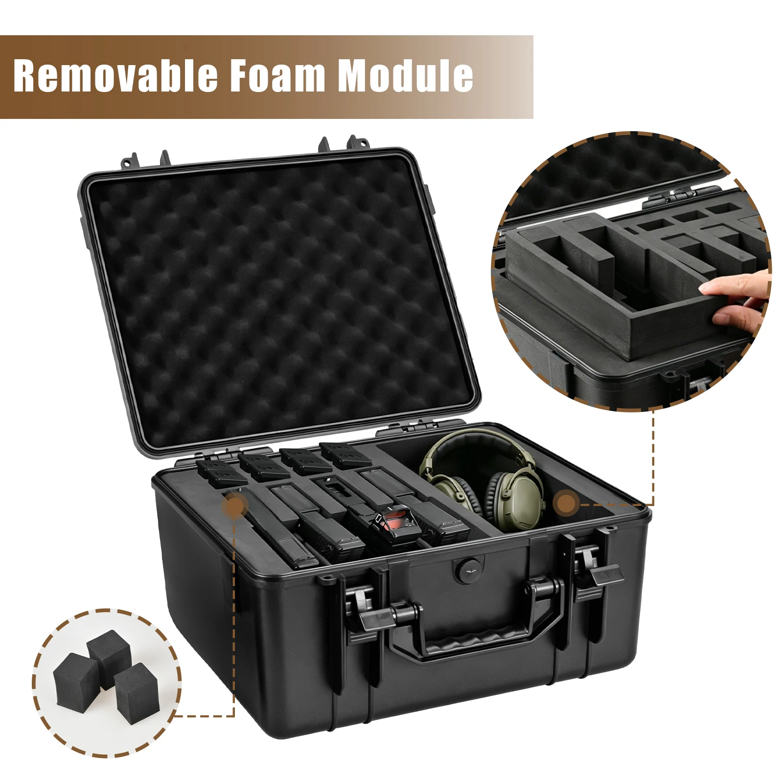 6 Pistol Case Hard Gun Case for Magazine/Pistol Suitcase Hunting Universal Handgun Transport Case for Shooting Range Carry Box view 3