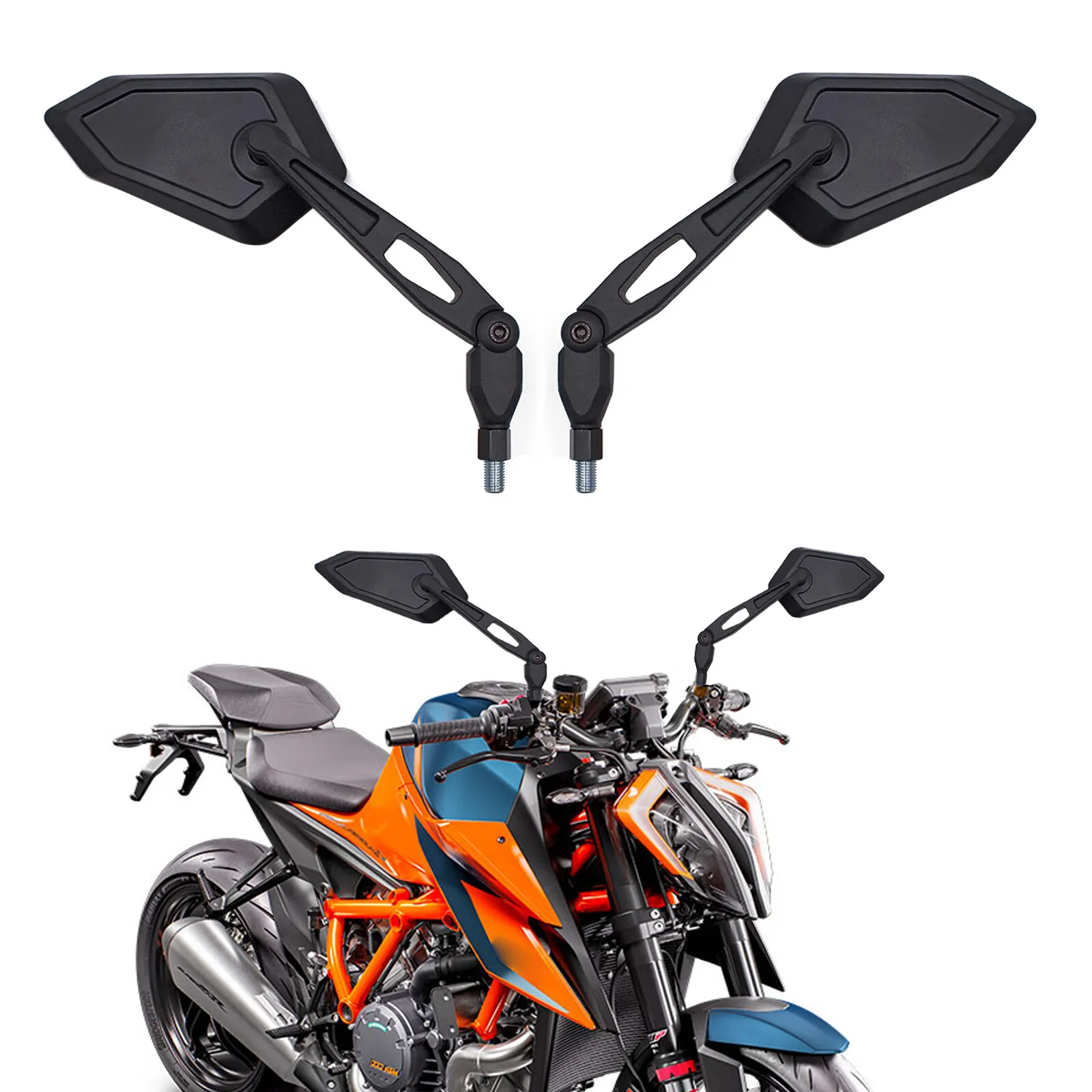1 Paar Motorrad-Rückspiegel, schwarz, 10 mm, 8 mm, für Yamaha, Honda, Suzuki, Kawasaki, Ducati, E-Bike, Atv, UTV, Fahrrad, universell