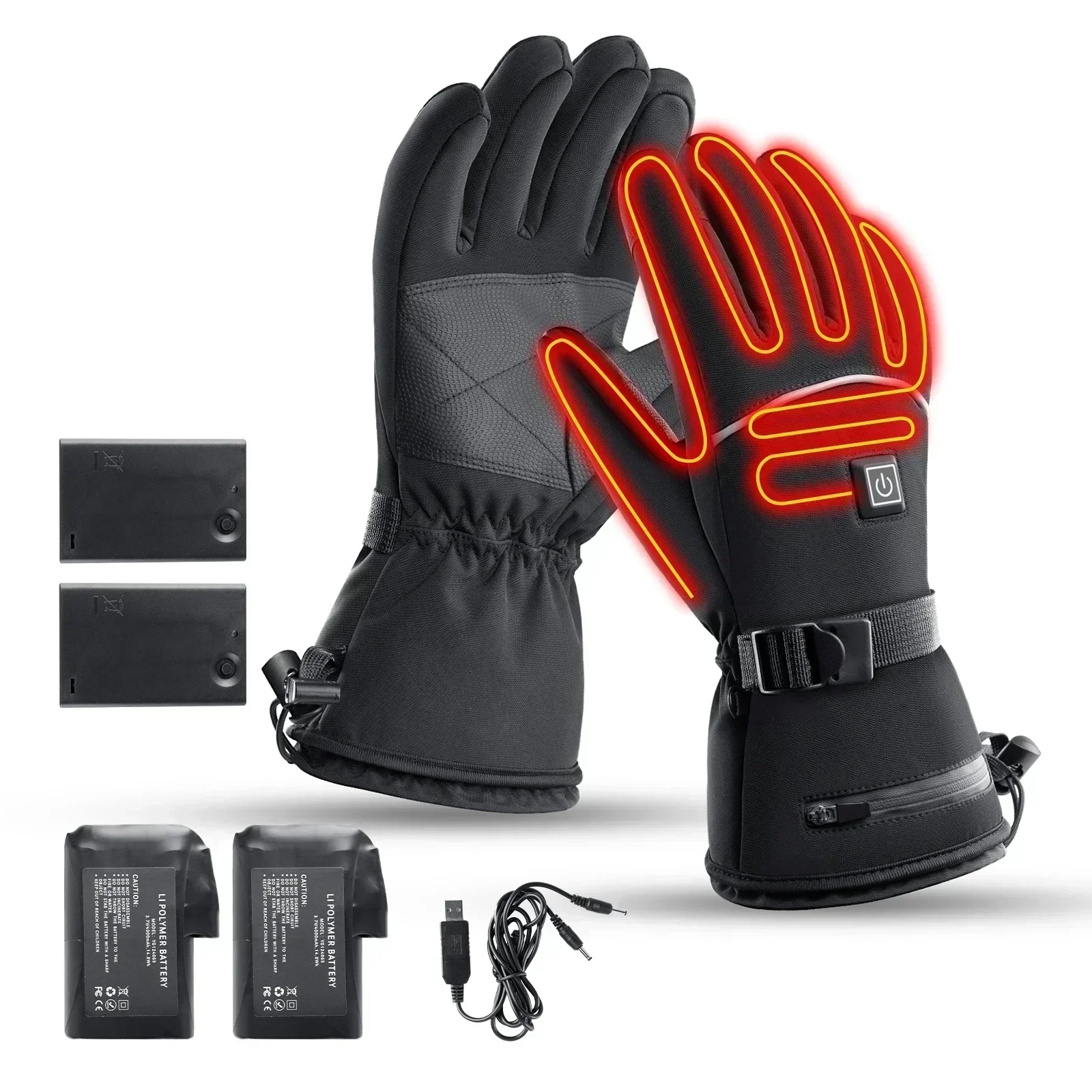 Electric Heated Gloves Motorcycle Winter Moto Heated Gloves Warm Waterproof Rechargeable Heating Thermal Gloves For Snowmobile