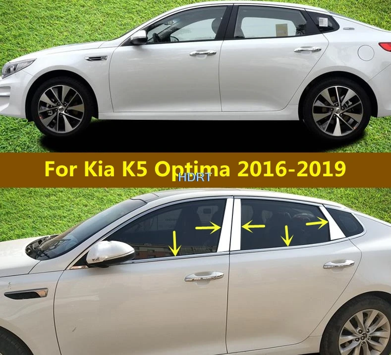 Car Styling Middle Pillars Cover Window Molding Glass Trim Strip Protector Decoration Accessories For Kia K5 Optima 2011-2019