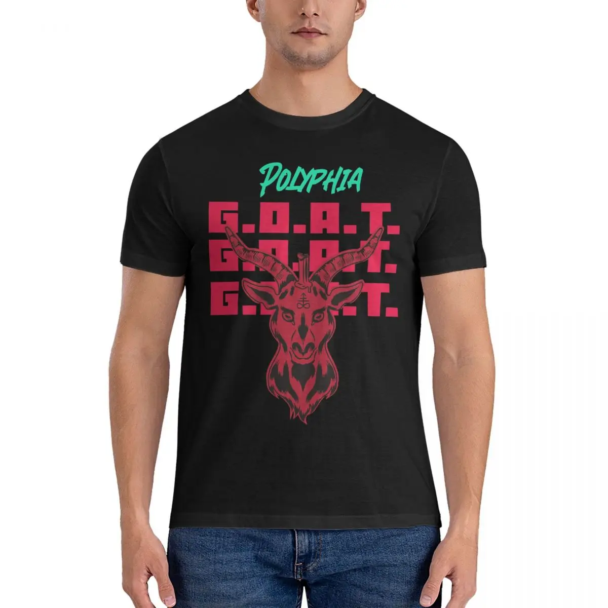 Band Goat T Shirts Men 100% Cotton Funny T-Shirt O Neck Polyphia Tee Shirt Short Sleeve Tops Gift Idea