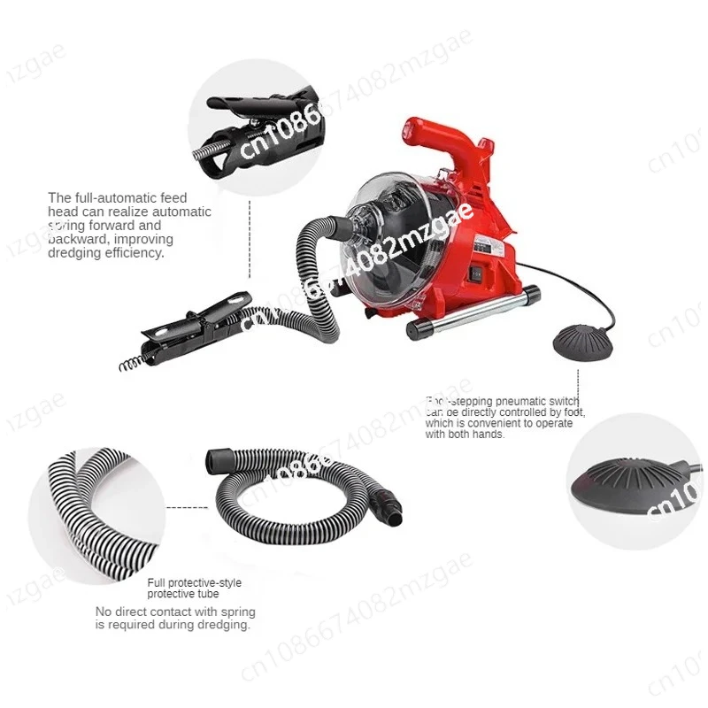 Electric Sewer Pipe Dredging Machine, Self-feeding, 220V, Toilet, Kitchen, 19-28MM, Pipe Cleaning Machine, Drainage Dredger, 120