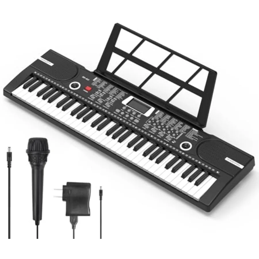 61 keys digital piano with built-in speaker and microphone portable electronic keyboard with sheet stand and power supply ideal