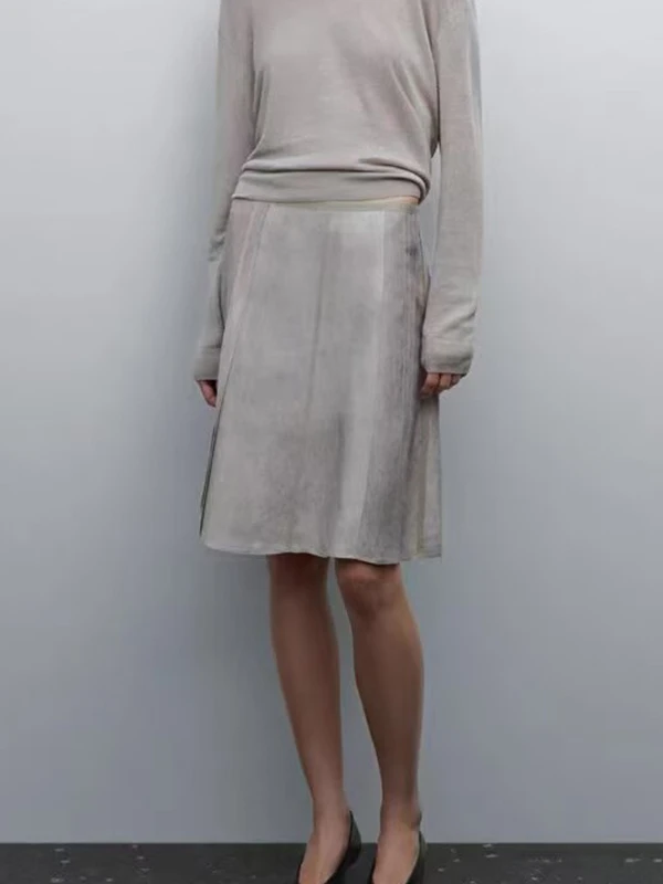 MVMD New Fashion High Waist A-Line  Skirt for Women Stylish Versatile Polyester Fiber Commute Style Pure Color Skirt