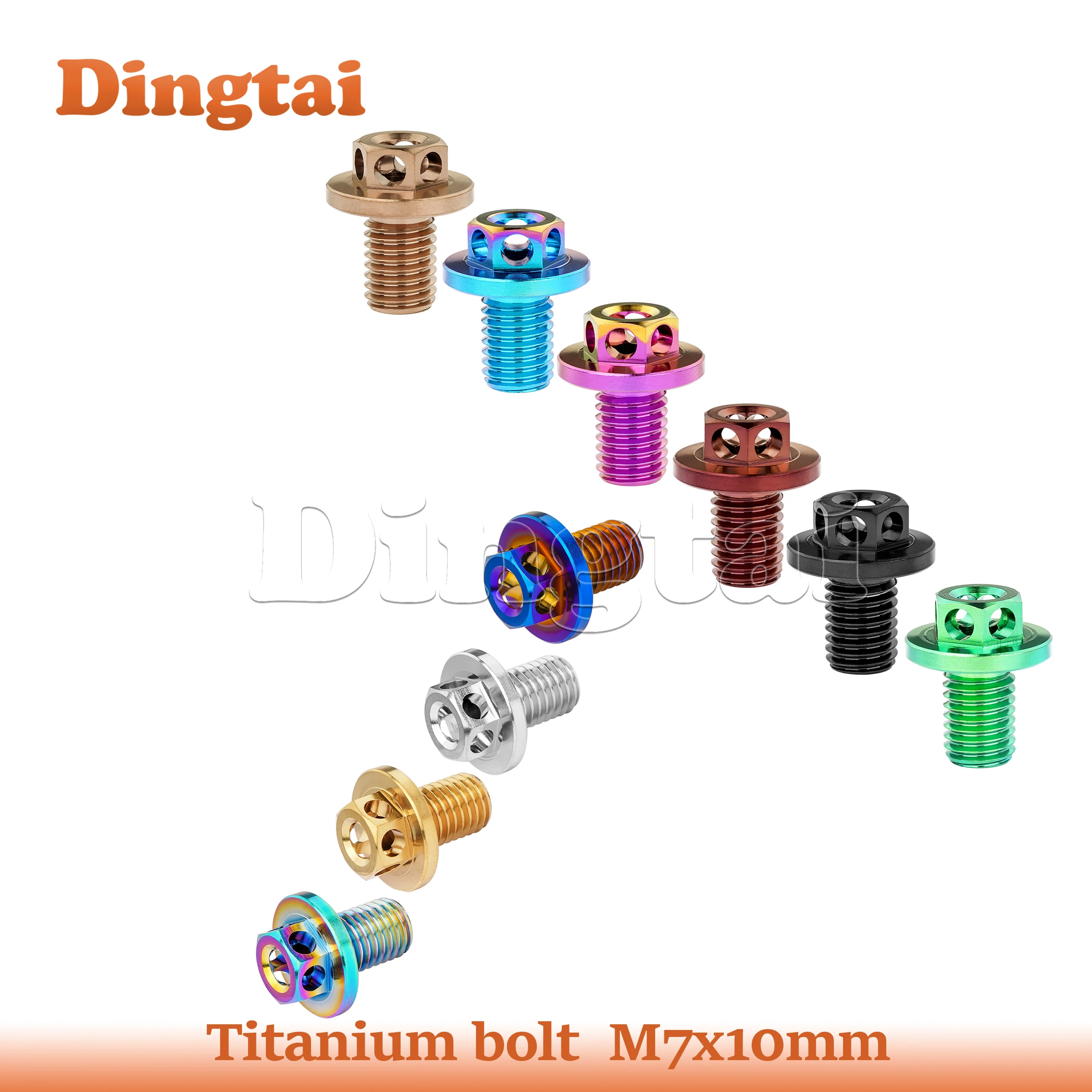 Dingtai Titanium Bolt M7x10mmBanjo Bolt Oil Pipe Fitting Screw Metric Male Thread Pipe Fitting Fasteners Hardware Accessories