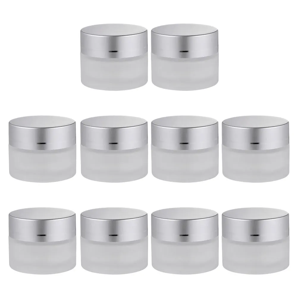 

10Pcs Matte Finish Glass Jars Smooth Edge Cream Containers for Lotion Eye Cream Sample Storage Sealed Jars with Silver