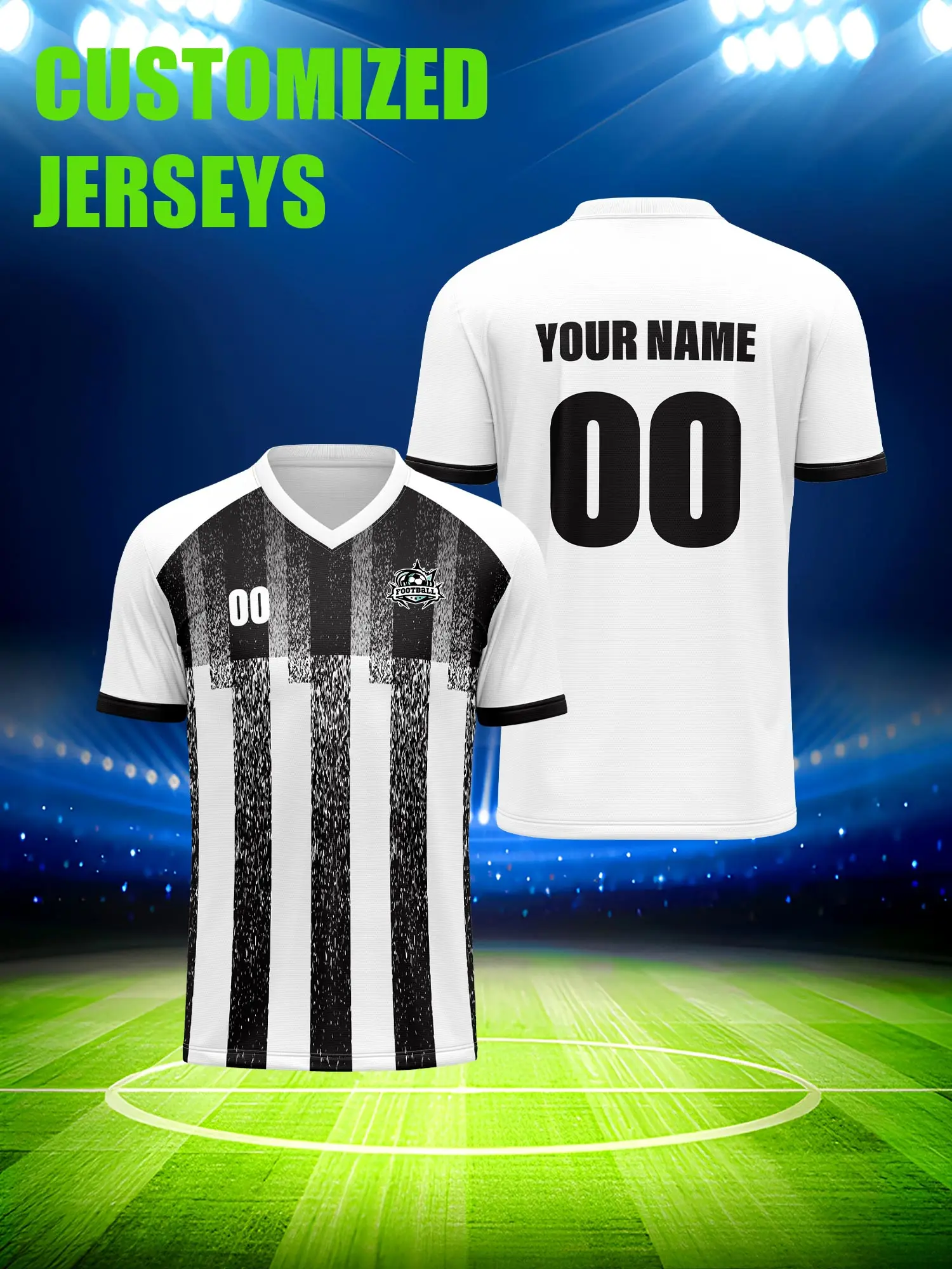 

Футбольная форма на заказ с индивидуальным изображением, номером и именем, экспресс-доставка, онлайн-сервис для создания индивидуального дизайна.