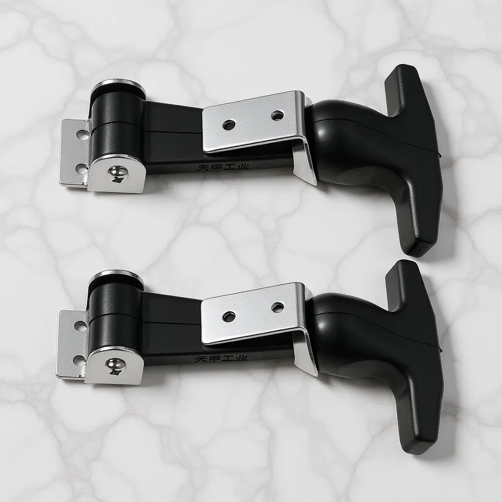 2Pcs Curved T-Handle Draw Latch Stainless Steel Heavy-Duty Elastic Vibration-Dampening Latch for Automotive