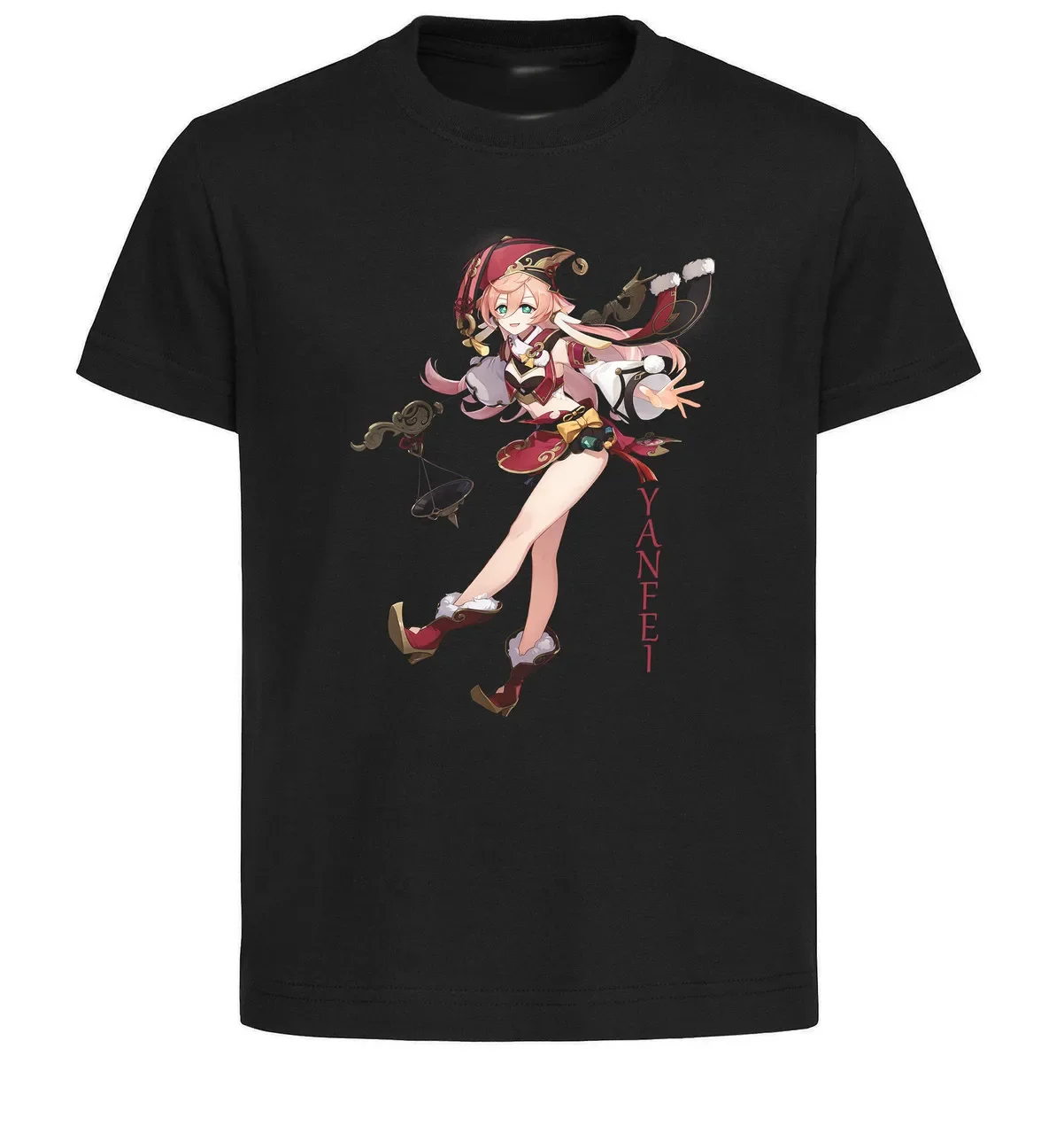 T-Shirt Unisex Black Genshin Impact Full Body Yanfei