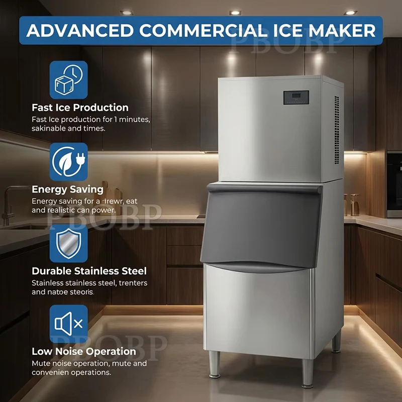 Touch Screen One Click Cleaning Adjustable Ice Thickness Commercial Cube Nugget Ice Maker Machine